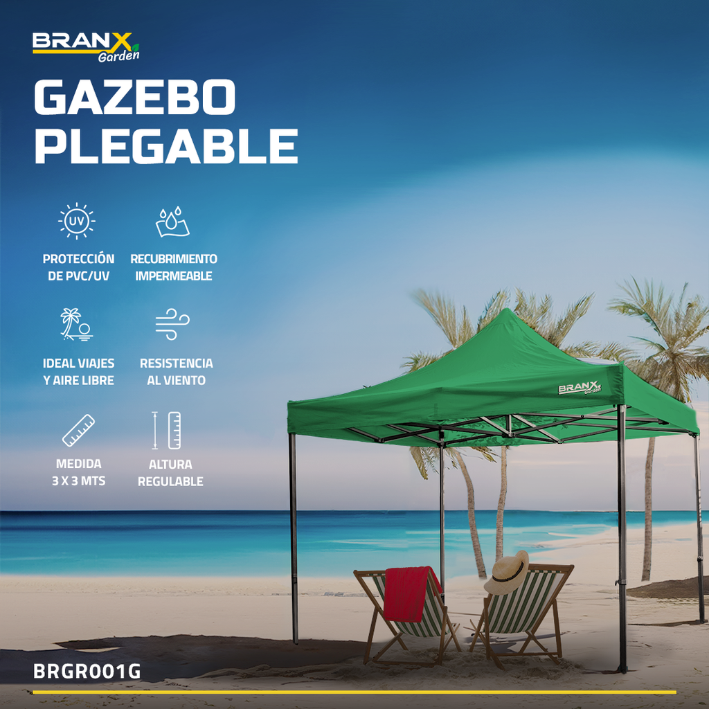 GAZEBO 3x3mts PLEGABLE REF. SIN LATERALES