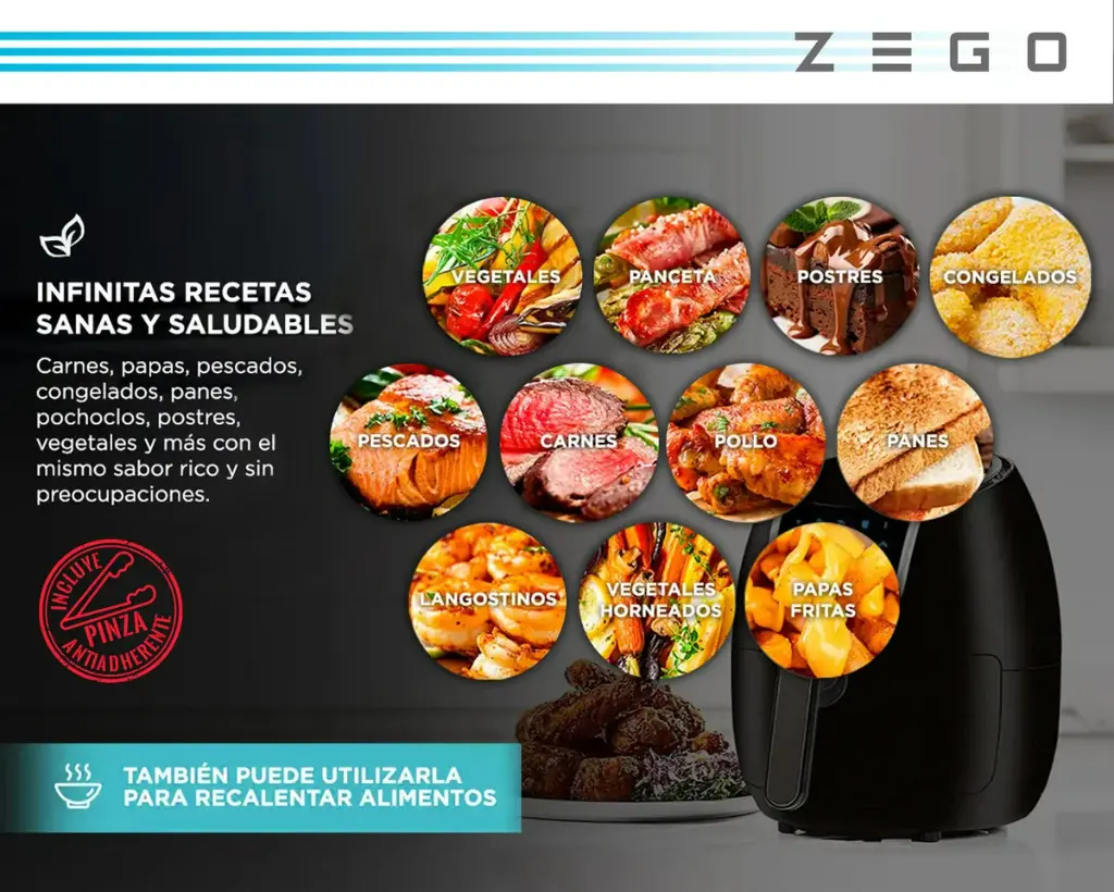 FREIDORA DE AIRE ZF8025D ZEGO(4Lts)
