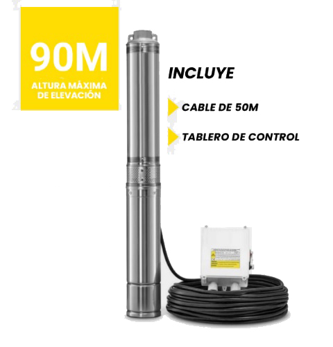 BOMBA SUMERGIBLE BSm4-14 + CABLE 50 MTS + TABLERO DE CONTROL