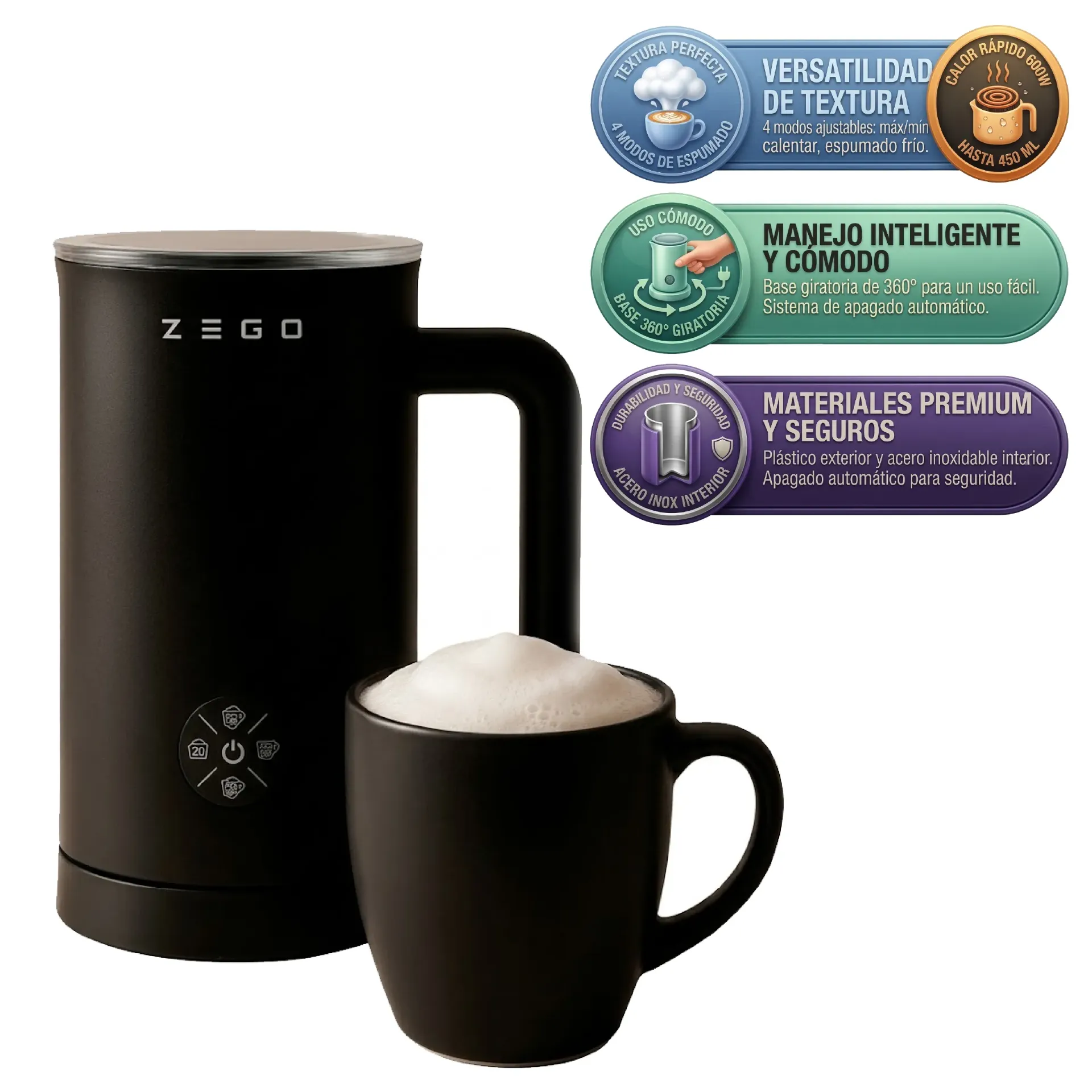 ESPUMADOR LECHE 450ML 600W