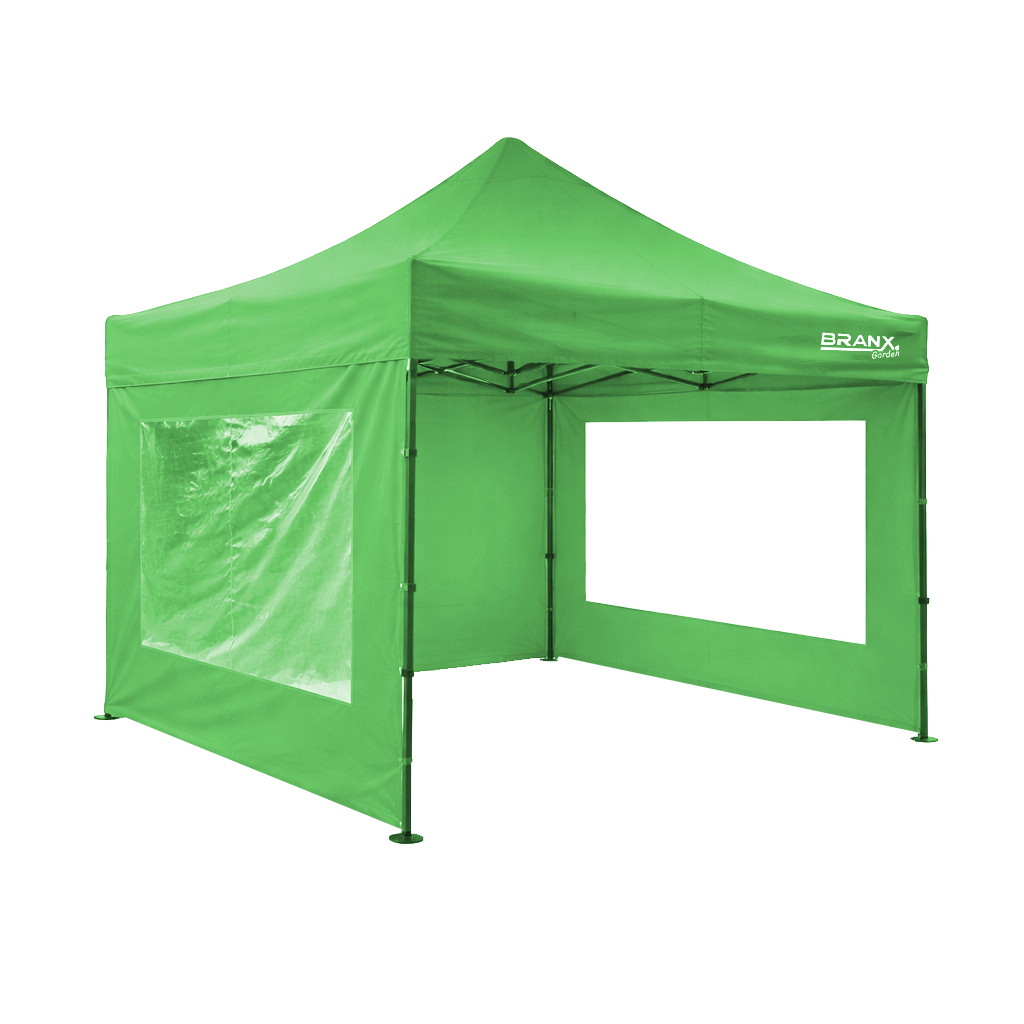 [BRNX0047] GAZEBO 3x3mts PLEGABLE REF. CON PAREDES Y VENTANA (Green)